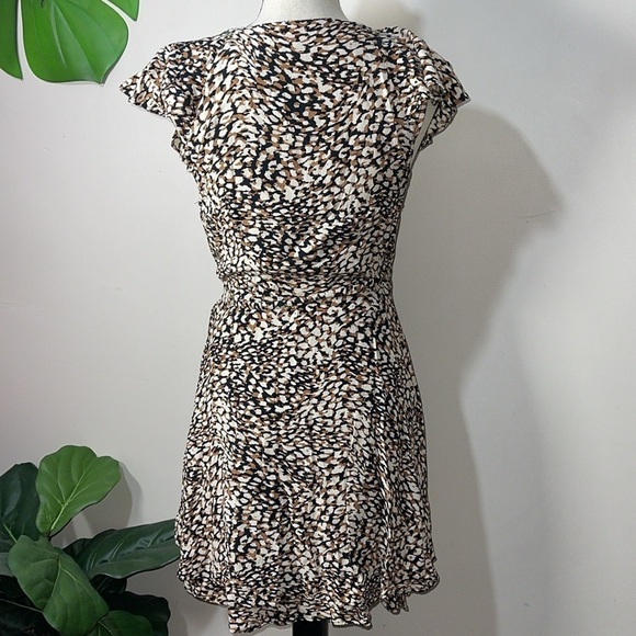 Free People French Quarter Wrap Mini Dress in Black Brown Combo Sz. Small - Picture 8 of 13